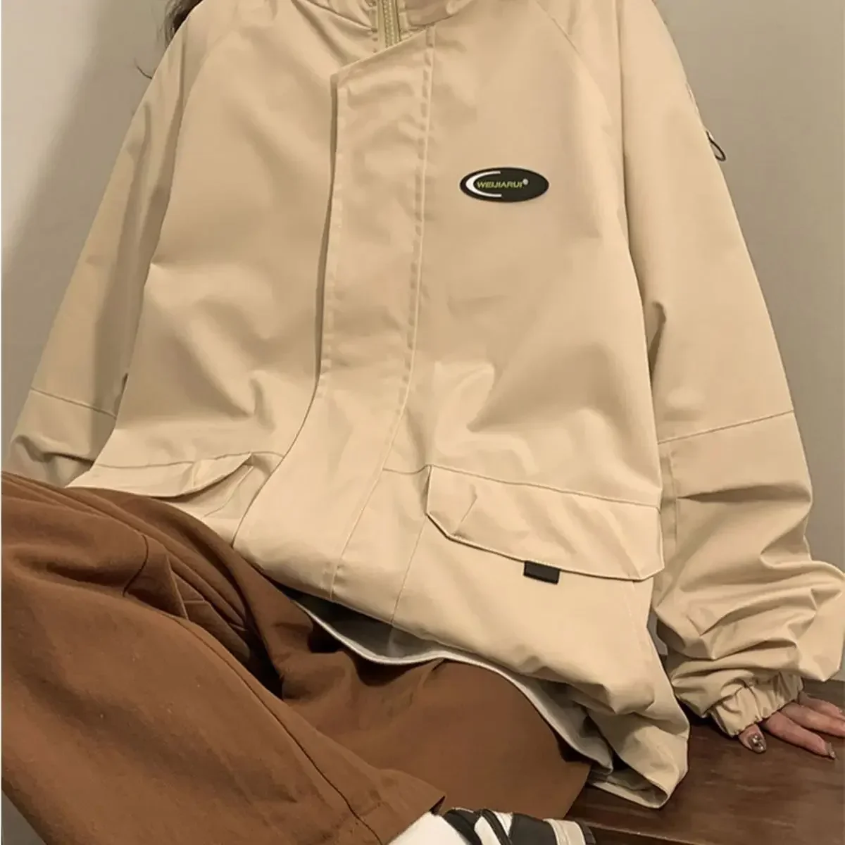 Oversized Hooded Jacket Women Vintage Loose Windbreaker Jackets Female Korean Stylish Harajuku Casual Zipper Coat Lady Jaqueta - Image 4