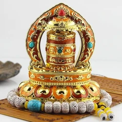 Alloy Solar Energy Car Prayer Wheel Decoration with Mat, Bless and Protect Peace Buddha Ornament, Buddhism Item