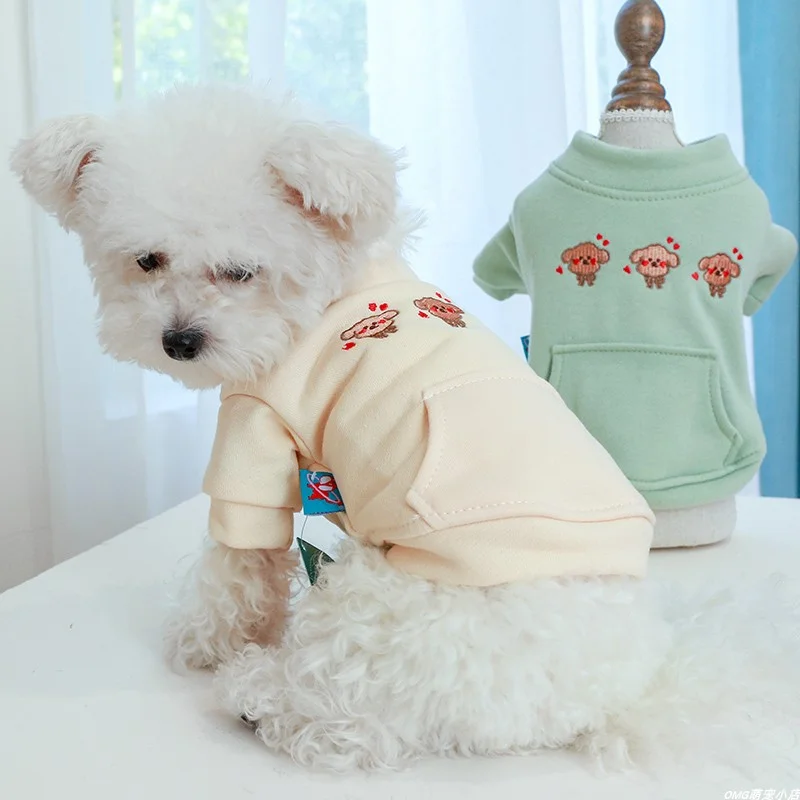 1PC Pet Clothes Cat Autumn/Winter Thickened Beige Tie Dog Coat Suitable for Small and Medium Dogs