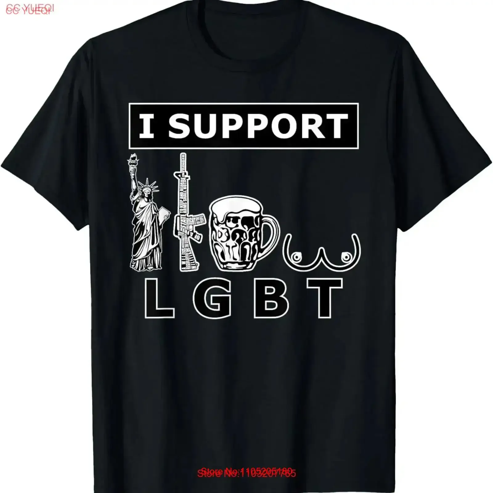 I support LGTB liberty guns beer tits Funny parody T Shirt vintage Washed Stretched Versatile Soft graphic Casual