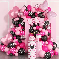 1 Set Rose Red Pink Polka Dot Bowknot Balloon Garland Arch Set Girls Princess Birthday Shower Wedding Valentine's Day Decoration