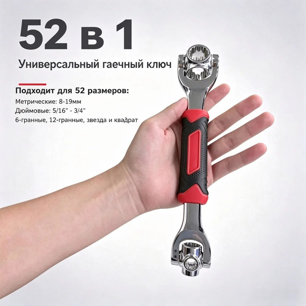 Universal Key 52 in 1, 360 °   Swivel Magnetic, Premium Cr-V Steel, Bonus Gloves, for Tight Spaces DIY