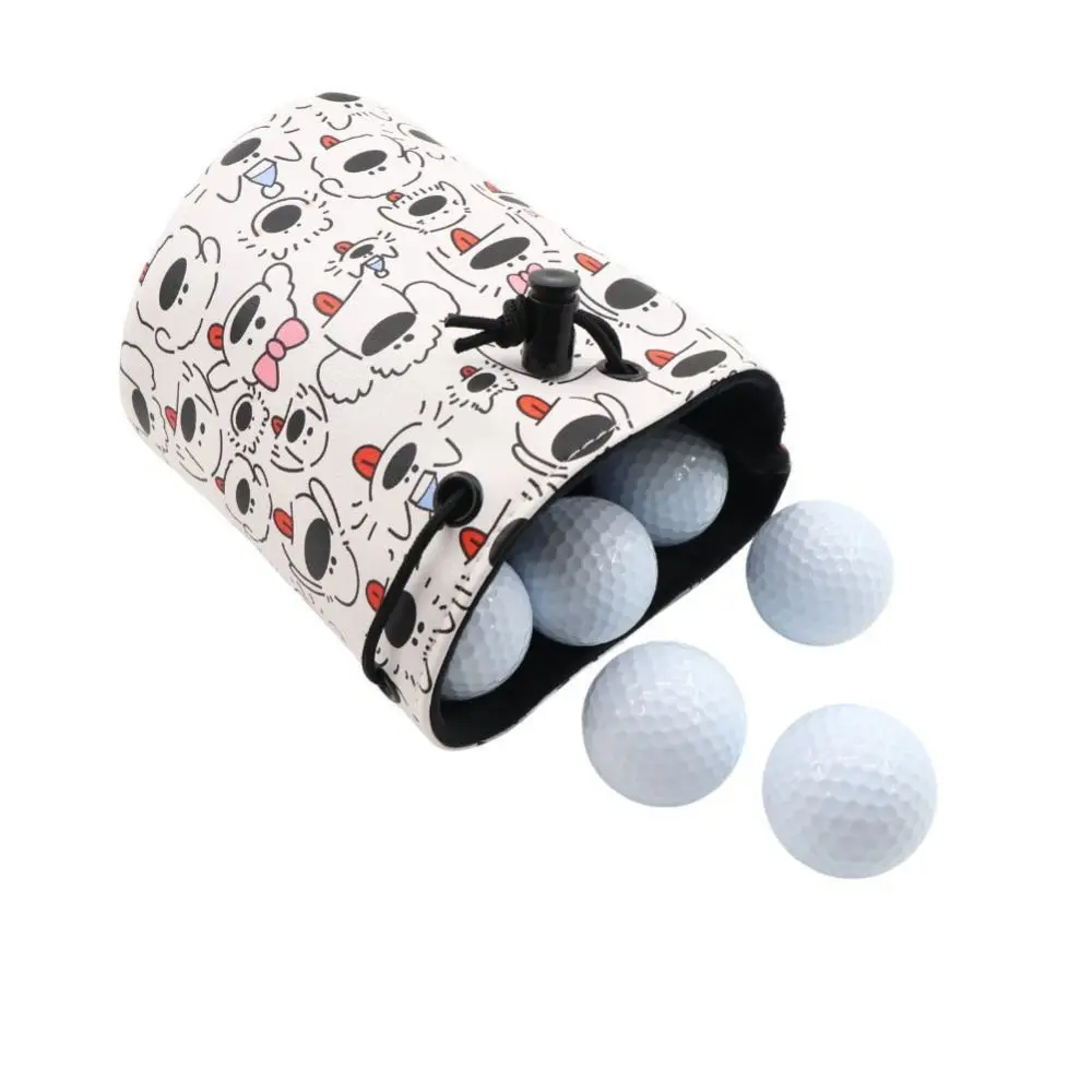 Graffiti Welpen Golf Ball Lagerung Tasche PU Leder Nette Praktische Golf Ball Kordelzug Beutel Wasserdicht Cartoon Golf Ball Container