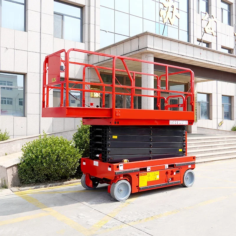 Self Propelled Scissor Lift Platform Electric Hydraulic 5-8M Height Compact Design Mobile Aerial Work Platform for Indoor Use