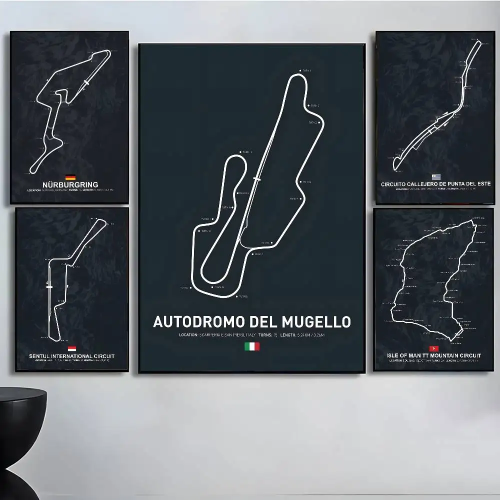 famous Formula Track Map Poster Art With Prints Home bedroom living room decoration gift