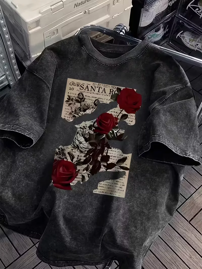 Koszulka męska i damska w stylu vintage z motywem greckiej mitologii Meduzy, bawełniana, oversize, z krótkim rękawem, luźna, unisex, streetwear, hip-hop.