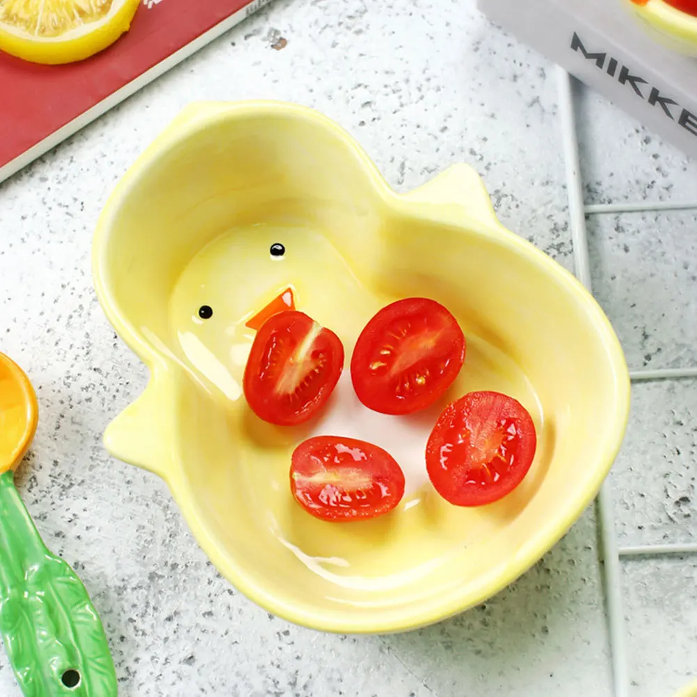

Ceramic Bowl Sturdy Easy Clean Multifunctional Cute Cartoon Style Salad Dessert Snack Bowl for Household Tableware