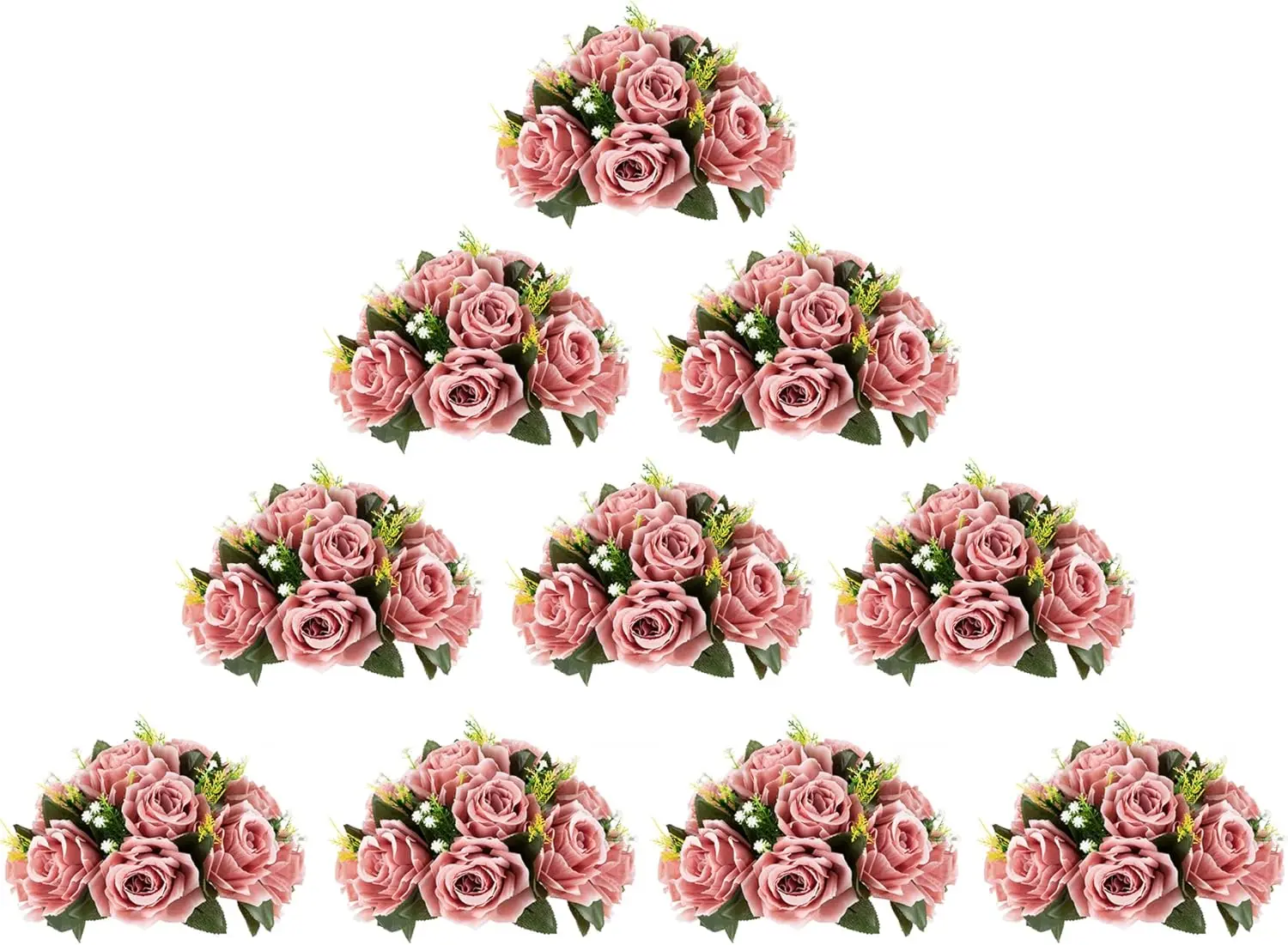 Flower Ball Centerpieces for Table 10 Pcs Vintages Pink Fake Dusty Rose Flowers Artificial Silk Floral Arrangement Center Piece