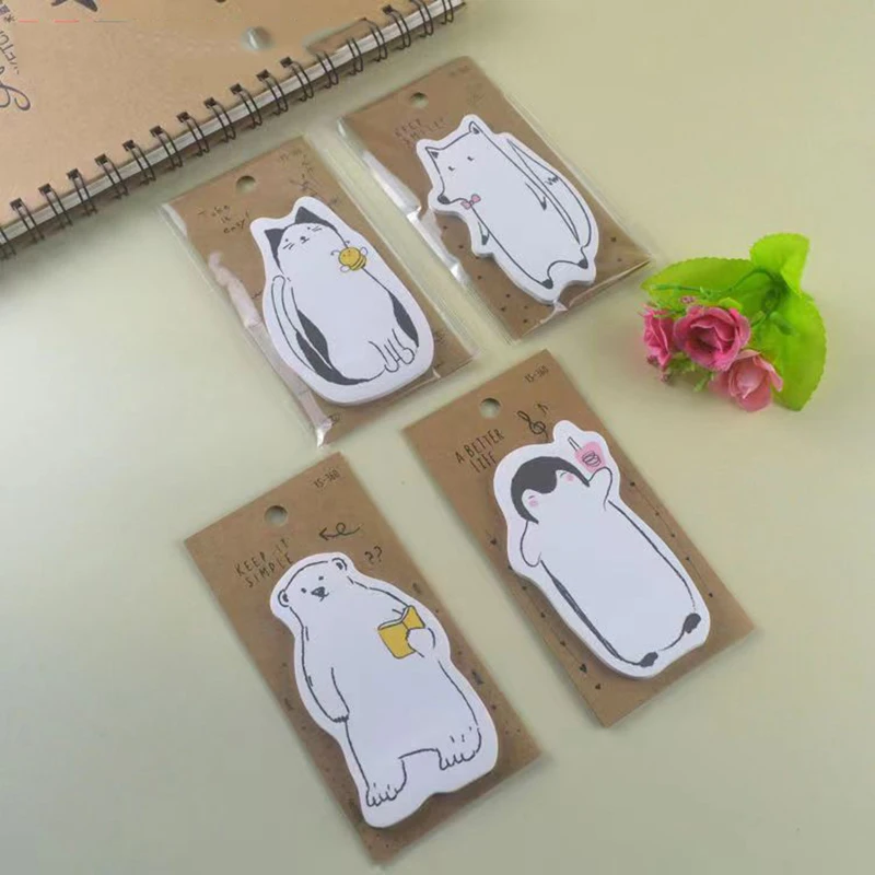120 Sheets Sticky Notes Cartoon Animal Sticky Adhesive Notes Memo Pads Notes Cute Sticky Pad Self Stick Notepad Page Markers