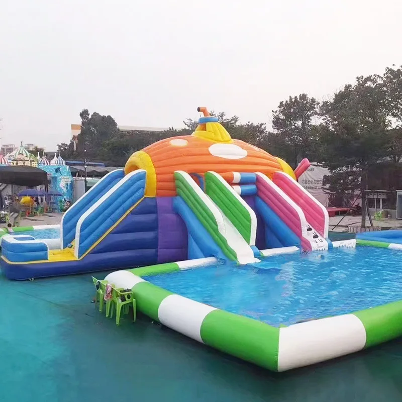 #Customized manufacturer wholesale inflatable slide Outdoor mobile inflatable slide Pool combination Large children's water play