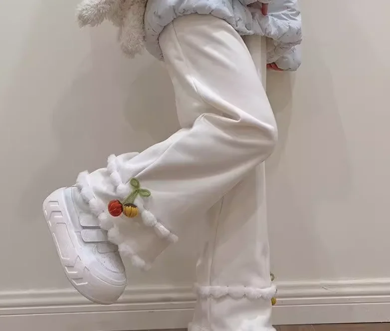 حجم كبير فتاة الخريف الشتاء جديد سميكة اليابانية اليقطين شعري السراويل موضة الحد من العمر الحلو مرونة الخصر السراويل