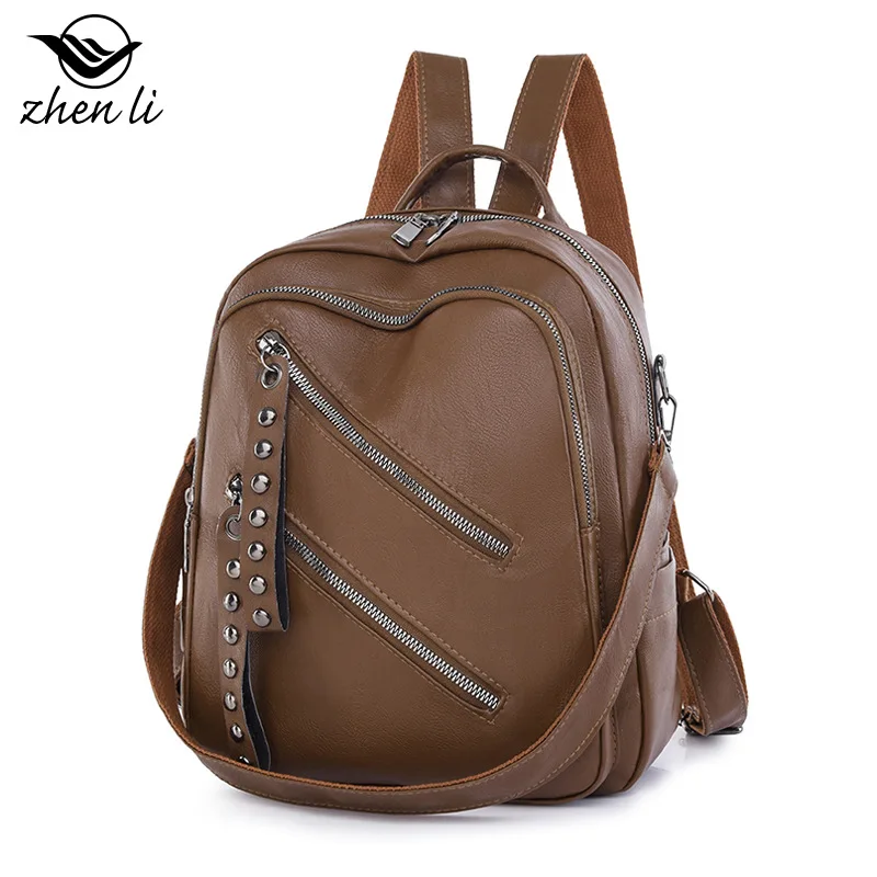 

PU leather elegant backpack women's European and American retro PU leather women's backpack casual versatile backpack