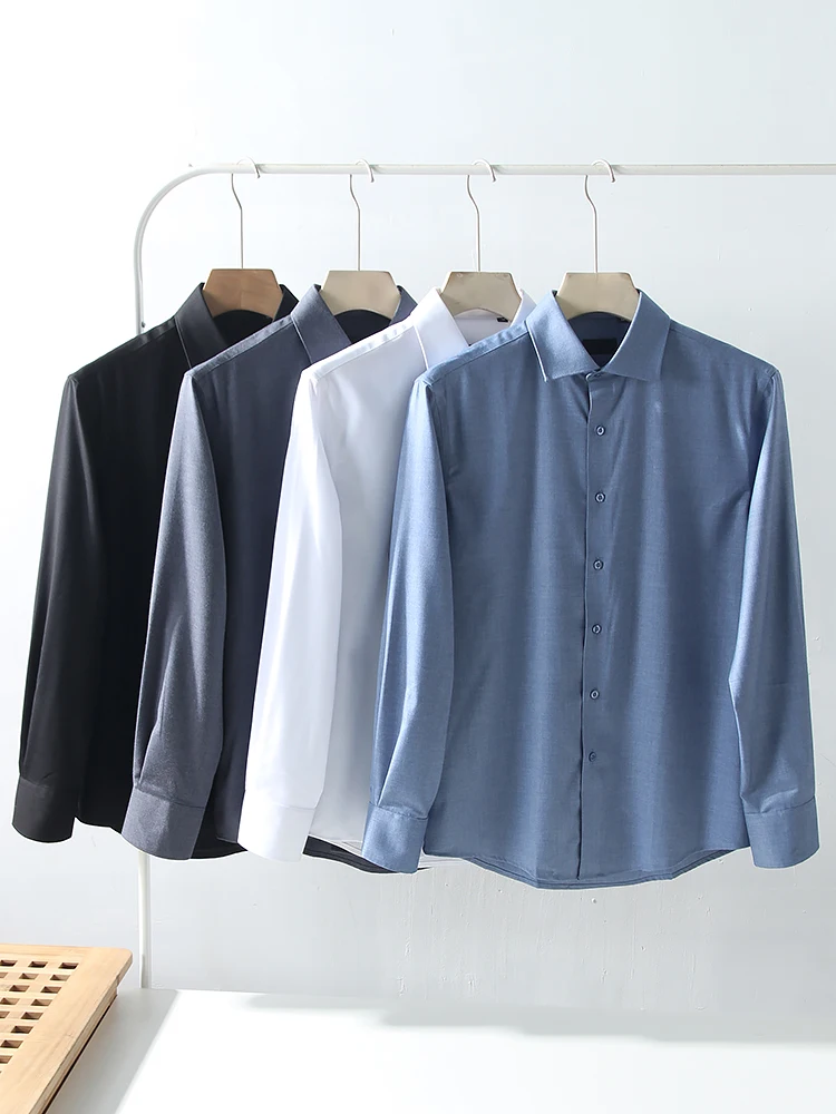 

High Quali Men's Casual Long Sve irt Anti-Wrinkle Fabric Busin Casual Sle for Autumn Winter Spring Season Breathable