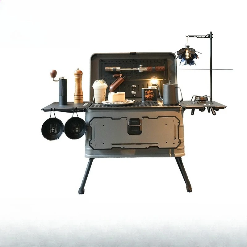 Outdoor camping aluminum-magnesium alloy box, multi-functional box with tripod car storage