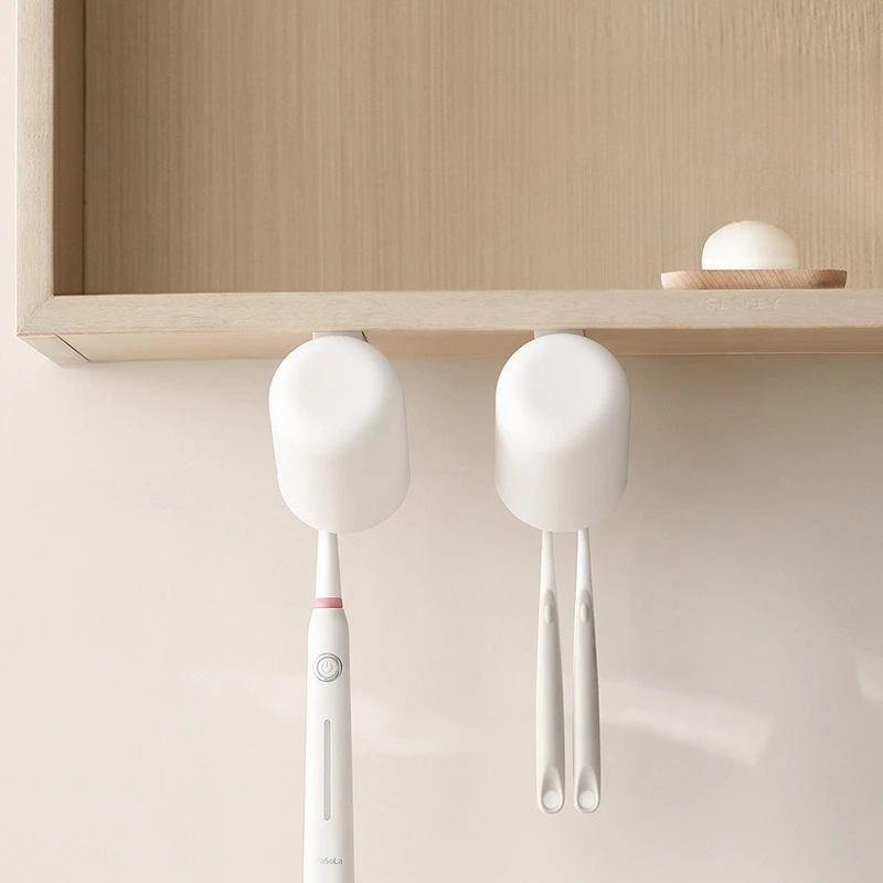 Toothbrush Cup Storage Rack No-Drill Hanging Shelf Household Under-Mirror Antibacterial Rinsing Cup Set