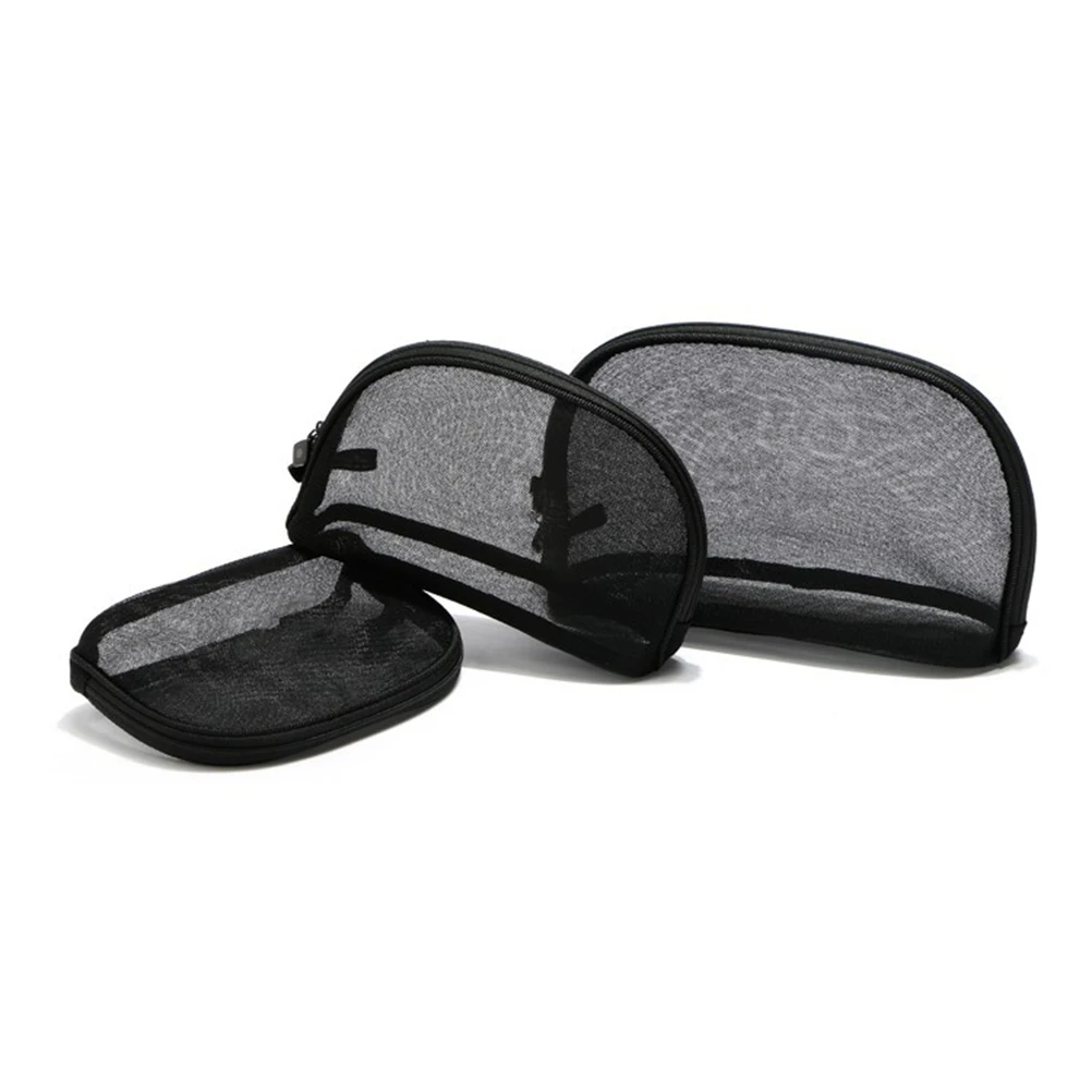 3-teiliges Taschen-Set, langlebiges Tuch, große Kapazität, tragbar, für Reisen, Make-up-Pinsel, Aufbewahrung, Netz-Reißverschluss-Design