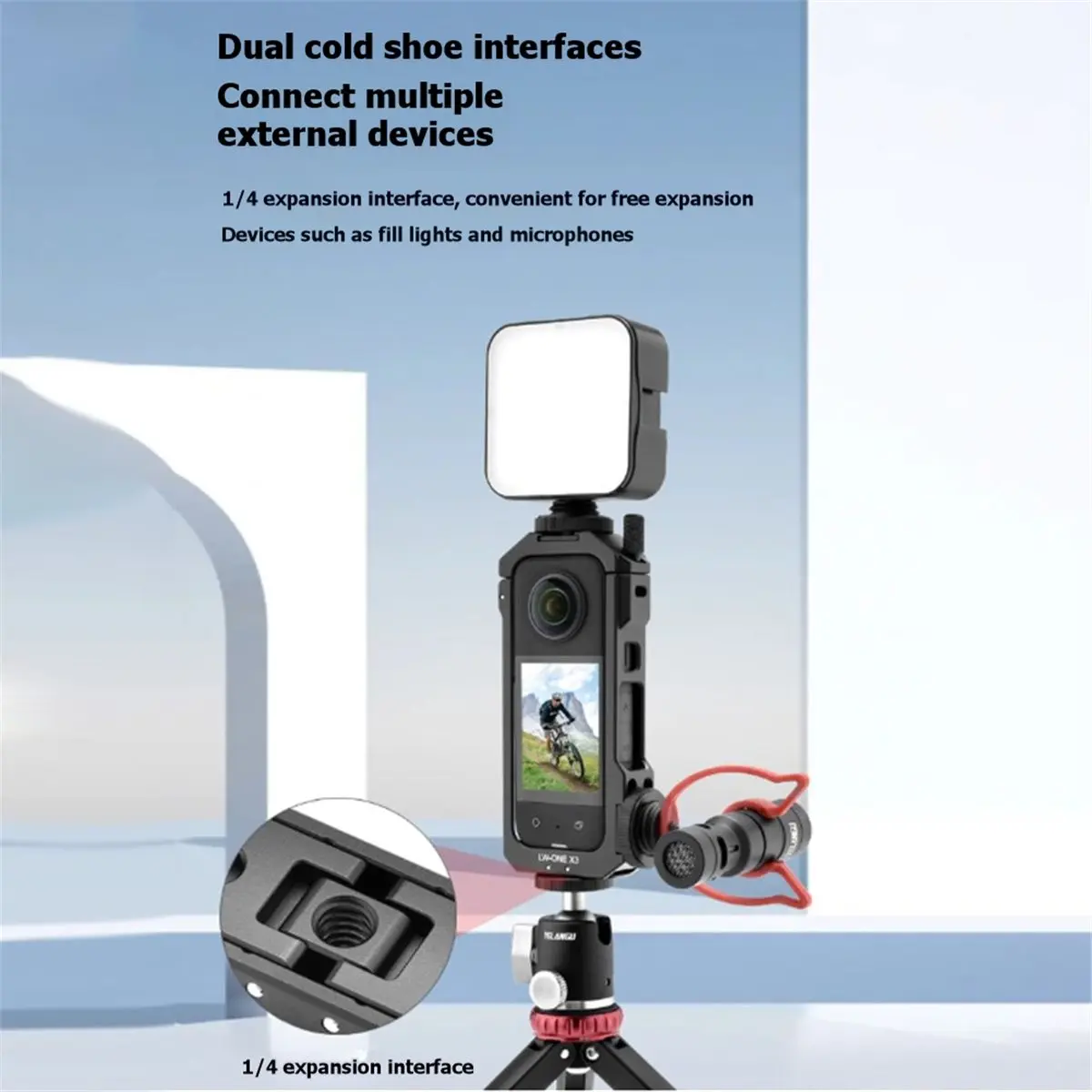 

Защитный каркас N94R для Insta360 X5 с креплением Cold Shoe для экшн-камеры Insta360 X5, аксессуары