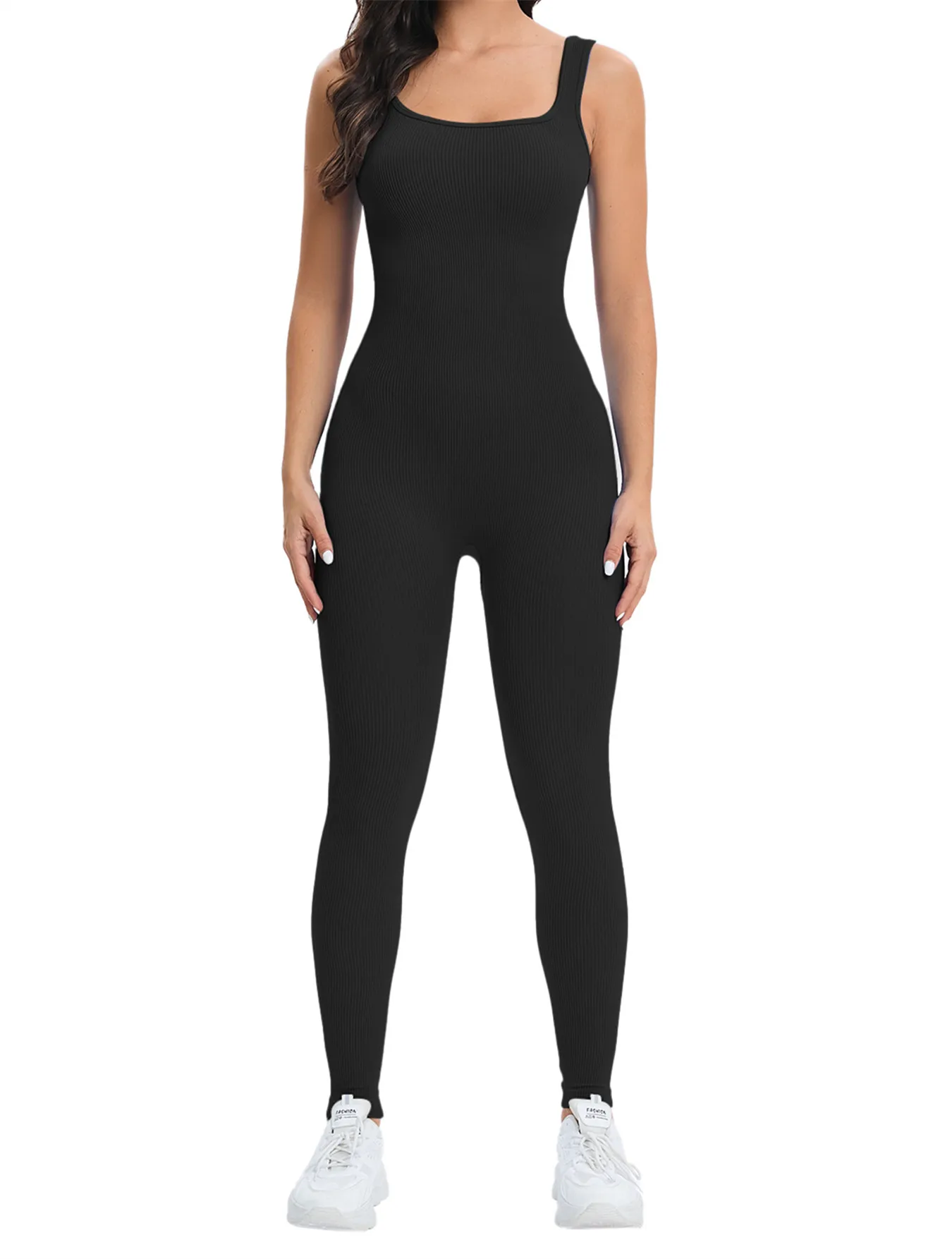 

Женский бесшовный комбинезон для тренировок, облегающий комбинезон в рубчик для йоги, цельный топ на бретелях, леггинсы, комбинезон