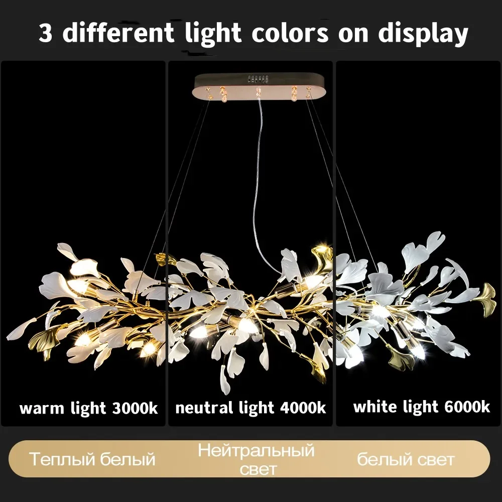 Modern Tree Branch Crystal Chandelier For Dining Living Room Bedroom Kitchen Bar Ginkgo Leaf Gold Round Hanging Chandelier Light