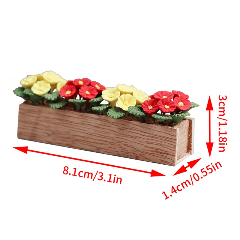 1:12 Doll House Miniature Flowers Garden Flower Beds Ornament Mini Potted Plant Flowers Pot Dollhouse Decoration