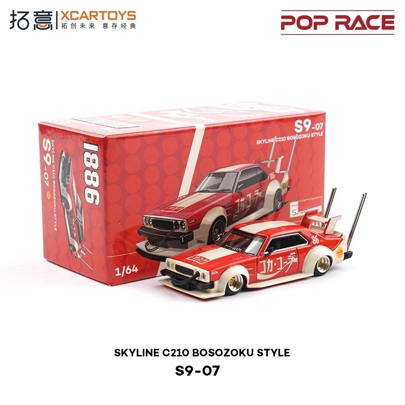 

Xcartoys x POP RACE 1:64 Skyline C210 Bosozoku Style Red Литая под давлением модель автомобиля