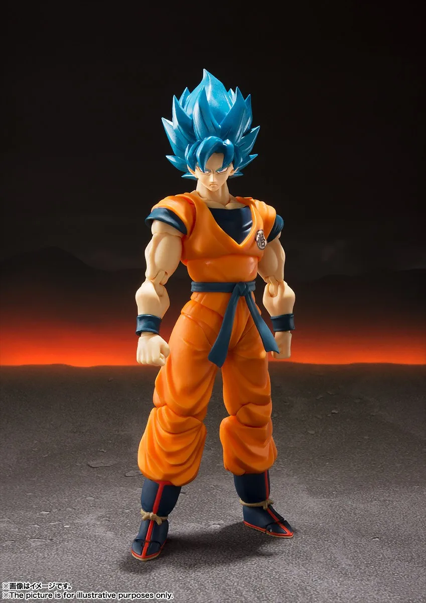 Original BANDAI S.H.Figuarts Dragon Ball Z Super Saiyan Blue Hair Son GOKU Action Figurine PVC Model Collection Toys