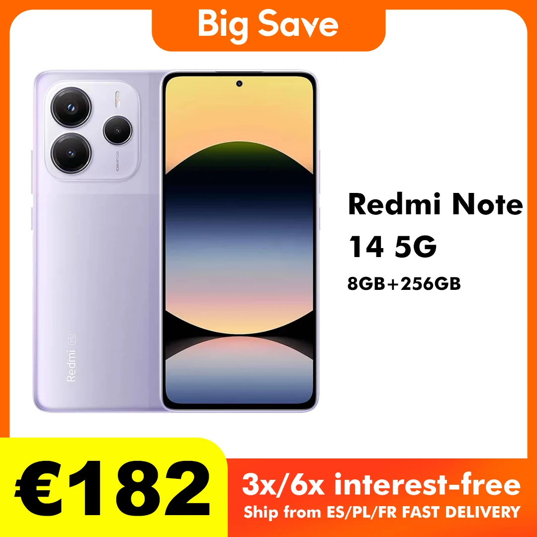 Xiaomi-Téléphone portable Redmi Note 14, 5G, NDavid, 8 Go, 256 Go, version globale