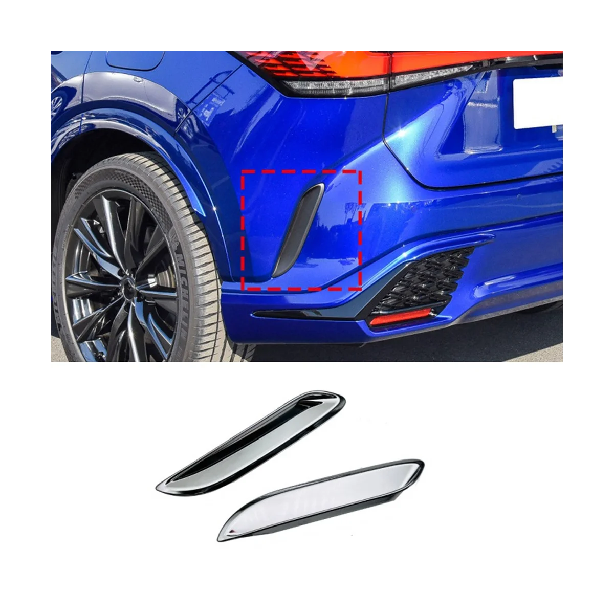 For RX350 RX350H RX550H 2023 Rear Sides Air Inlet Cover Spoiler Frame Trim Car Accessories