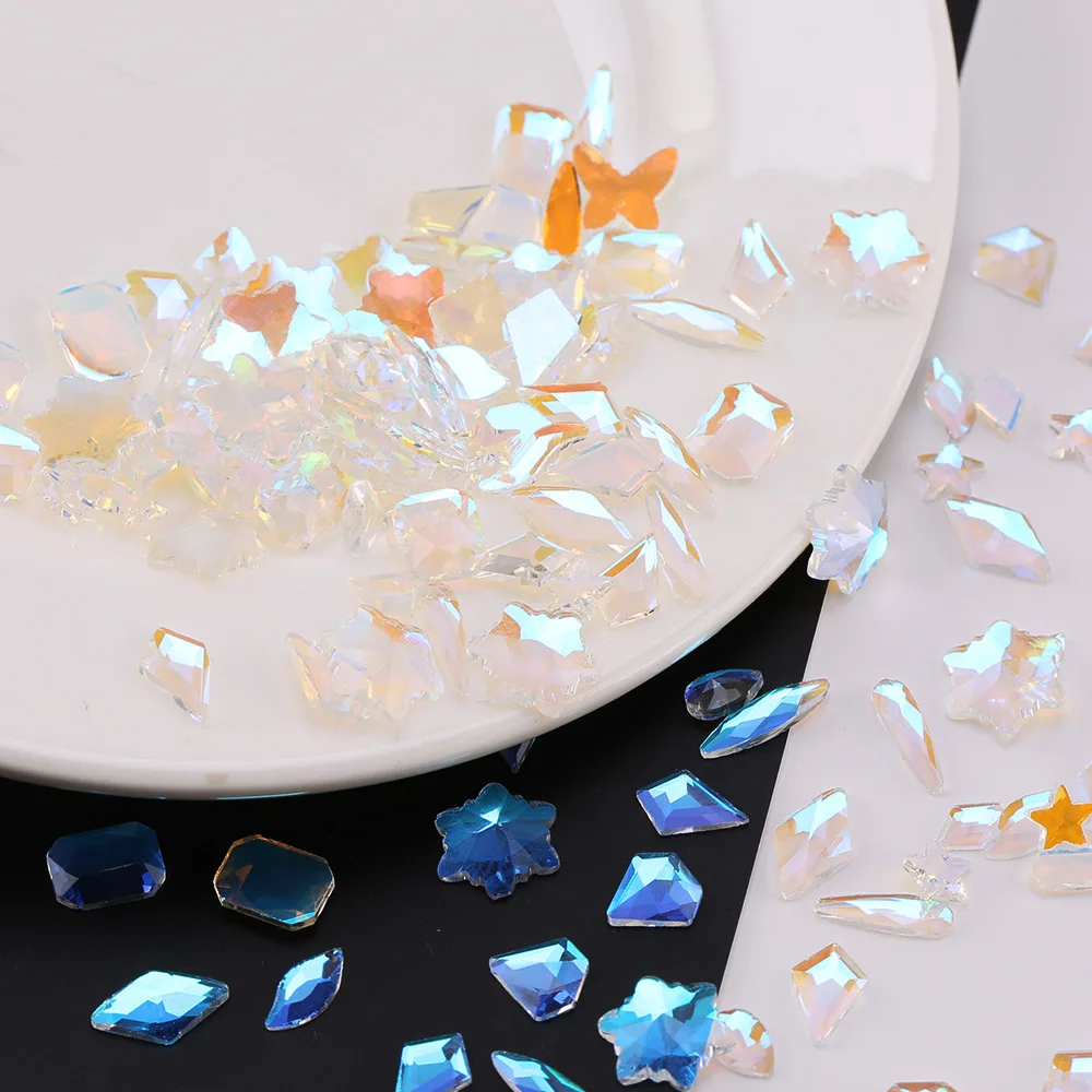 Aurora Diamentowe akcesoria do paznokci Hurtownia Mini szklany diament Mieszane płaskie dno Diamentowe akcesoria do paznokci Rhinestone