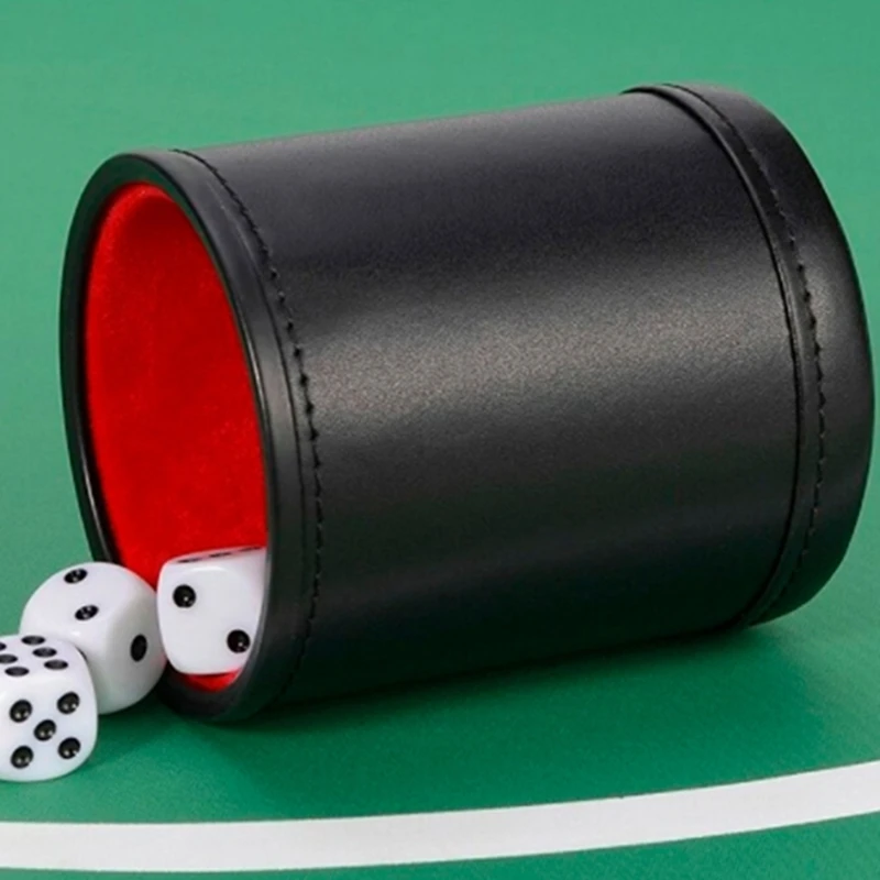 Dices Cup Bracket Roll the Dices Board Game Cup Container, Dices Shake Container, PU Leather Bar Tool