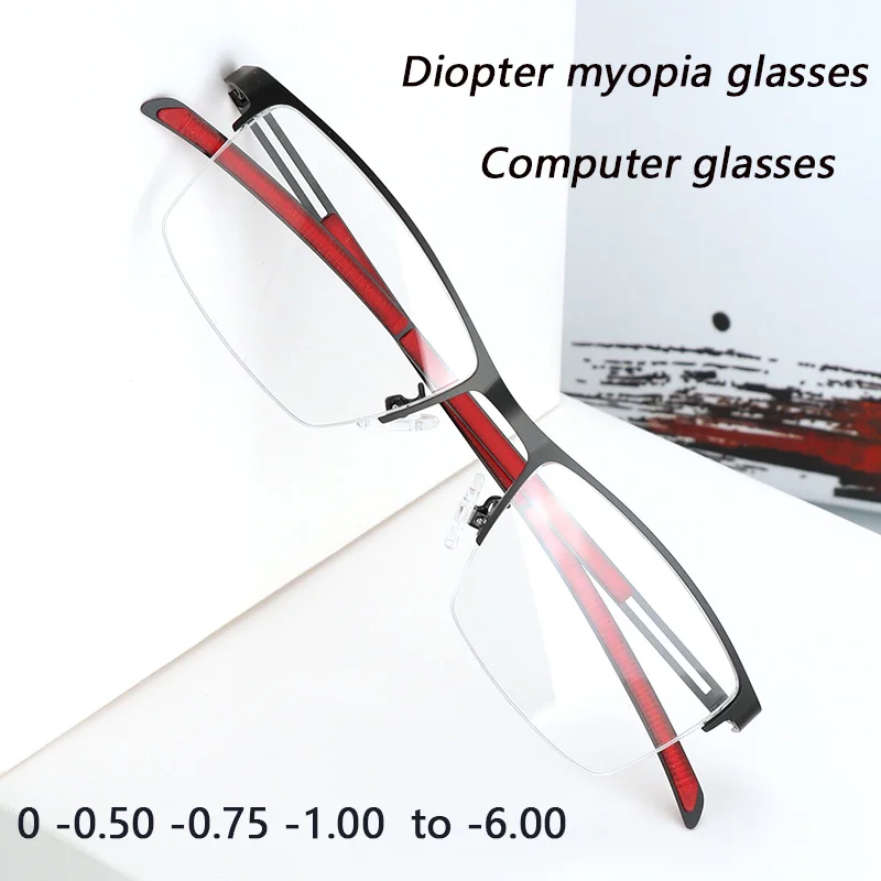 Diopter 0 to -6.0 Finished Myopia Glasses Men Women Anti Blue Light Myopic Eyeglasses Nearsighted Optical Spectacle Frame Ladies