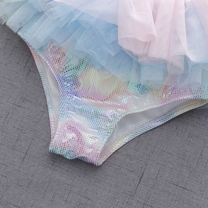 Badpak uit één stuk voor meisjes, zoet fantasiekleurig garenrokbadpak, klein en middelgroot badpak uit één stuk