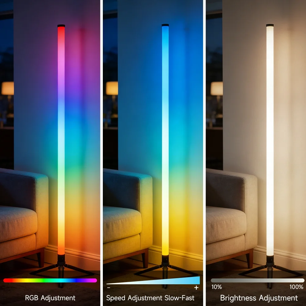 Smart LED Floor Lamp RGB Remote & APP Control Music Sync Corner Lighting Timer Modern Mood Standing Lamp for Living Room Gaming view 3