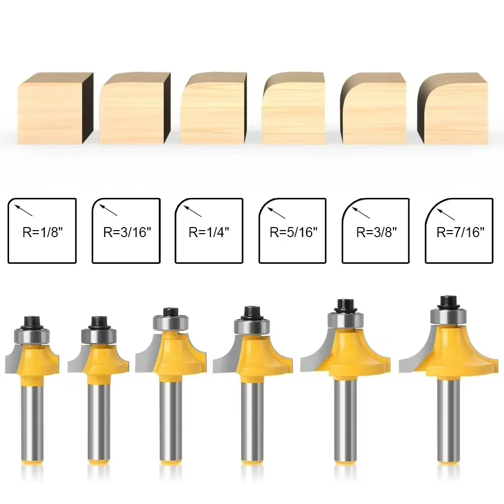 1PC 8MM Shank Milling Cutter Wood Carving Corner Round Over Router Bit with Bearing Milling Cutter Wood Tool  Carbide