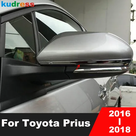 Накладка на зеркало заднего вида для Toyota Prius 2016-2018, хромированная декоративная накладка на боковые зеркала, внешние аксессуары