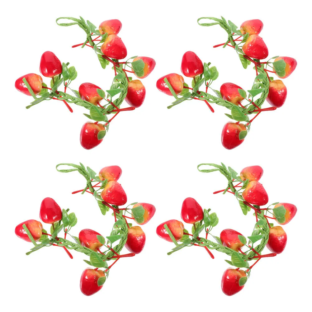 

4Pcs Artificial Strawberry Strings Realistic Plastic Strawberry Bunch for Photography Props Home Decor Fake Fruit Hanging