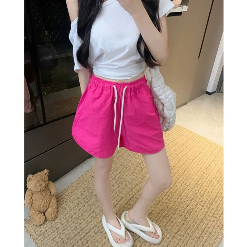 Dopne Qui Dry Sports orts Donna Estate Sottile di grandi dimensioni Casual Outdoor Running Pantaloni a gamba larga Vita alta Taglio dritto