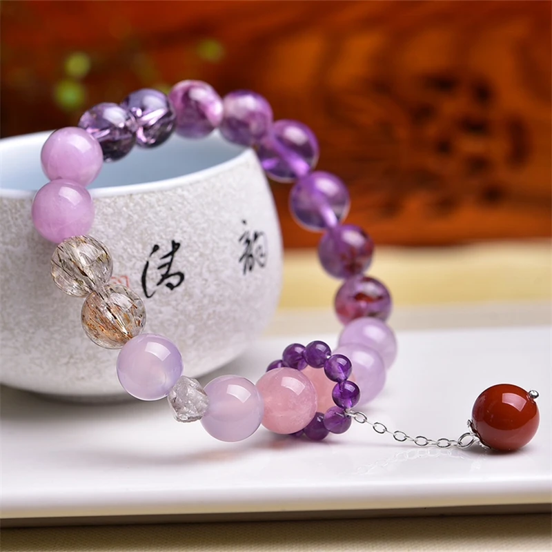 10MM Natural Purple Crystal Quartz Bracelet Colorful Gemstone Bead Strings Fashion Beautifully Jewelry For Men And Women 1PCS