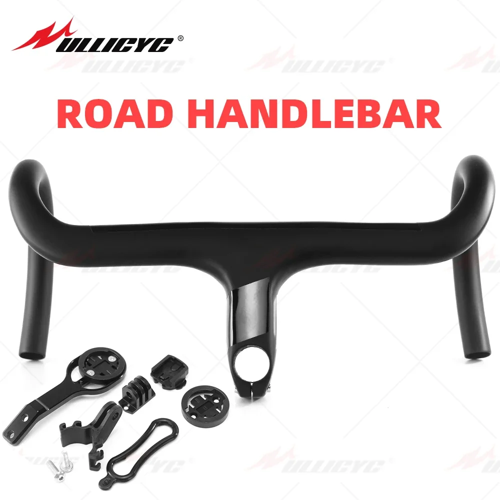 No Logo Full Carbon Black Road Bicycle Integrated Handlebar with Stem For 28.6mm 340-420mm