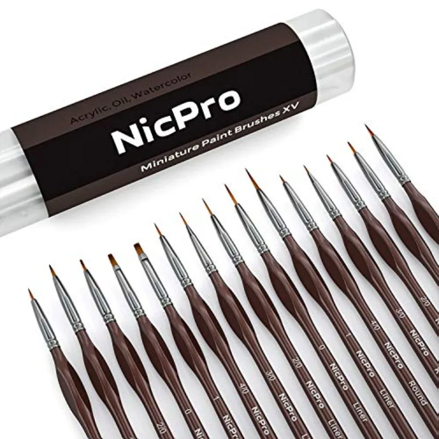 

Micro Fine Detail Paint Brush Set, Small Miniature Fine Tip Detail Brushes Kit for Acrylic Oil Watercolor, Models, Paint by Num