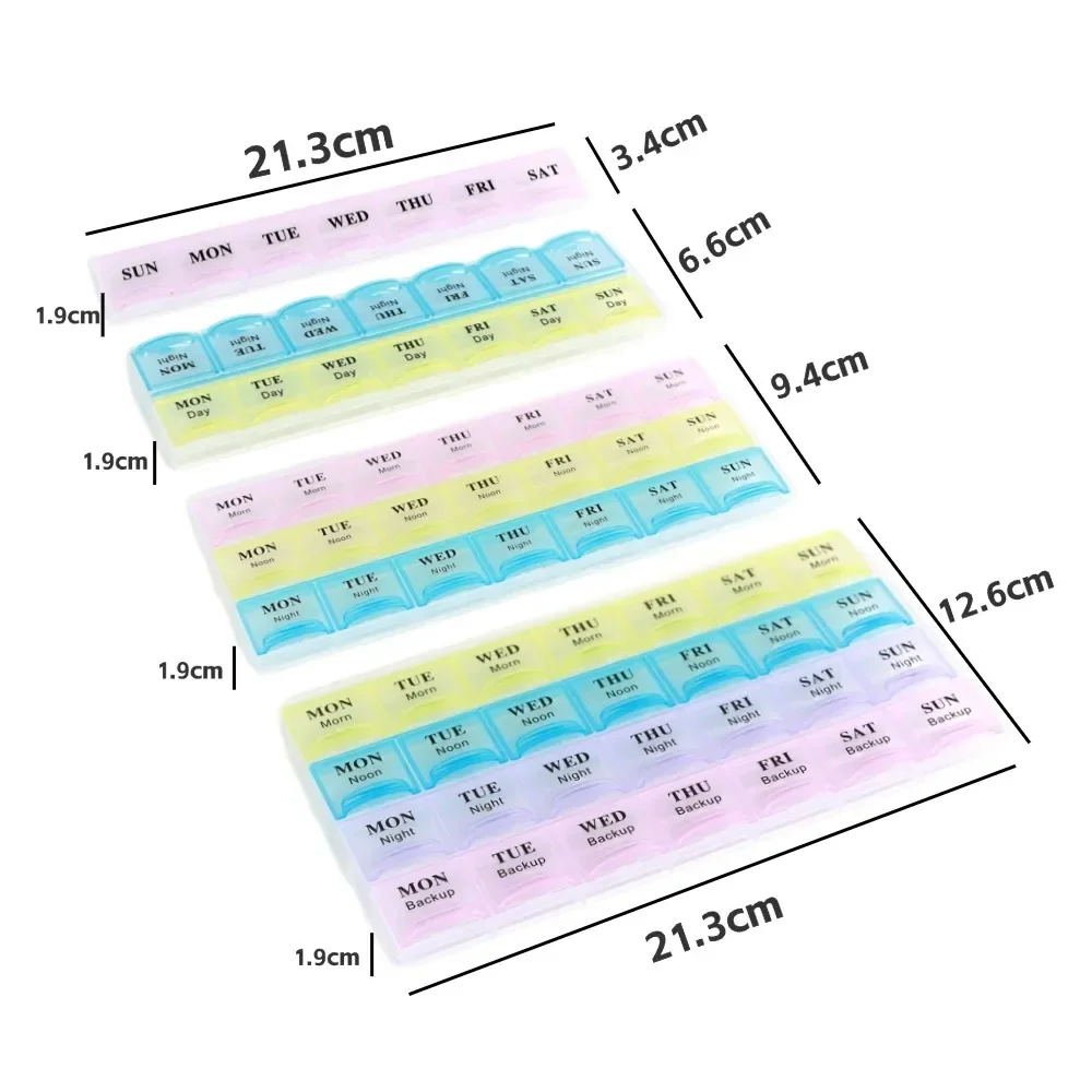 New Weekly Premuim Portable 7/14/21/28 Grids 1/2/3/4 Times A Day Pill Storage Cases Box Organizer for Vitamins Medicine FishOils