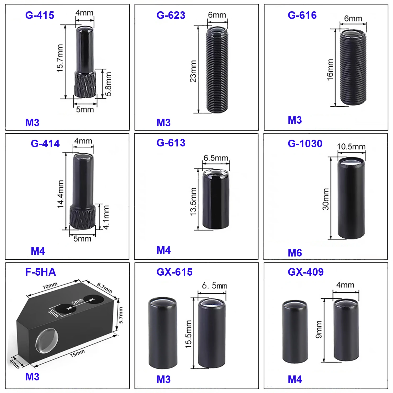 Optischer Fasersensor, Fokuslinse, Spiegel, optisch, M3, M4, M6, für diffuse reflektierende Durchgangsstrahl-Lichtschranke, Gauselink – Detail 1