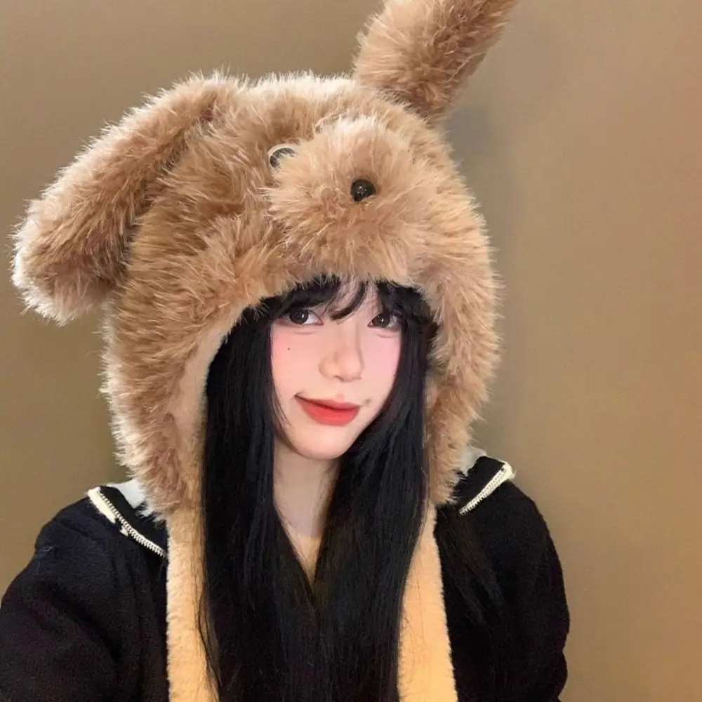 

Casual Cartoon Movable Puppy Ears Hat Windproof Kawaii Woolen Hat Thickened Ear Protection Warm Cap Autumn/winter