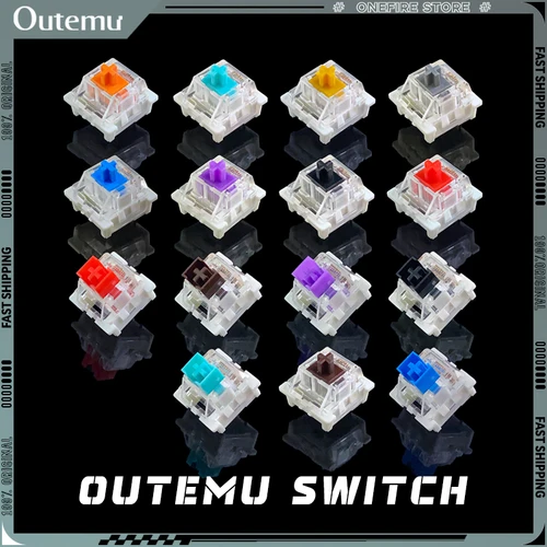Interruptor Outemu para teclado, interruptores silenciosos táctiles lineales de 3 pines para teclados mecánicos, interruptor para juegos gris, blanco, rojo y azul