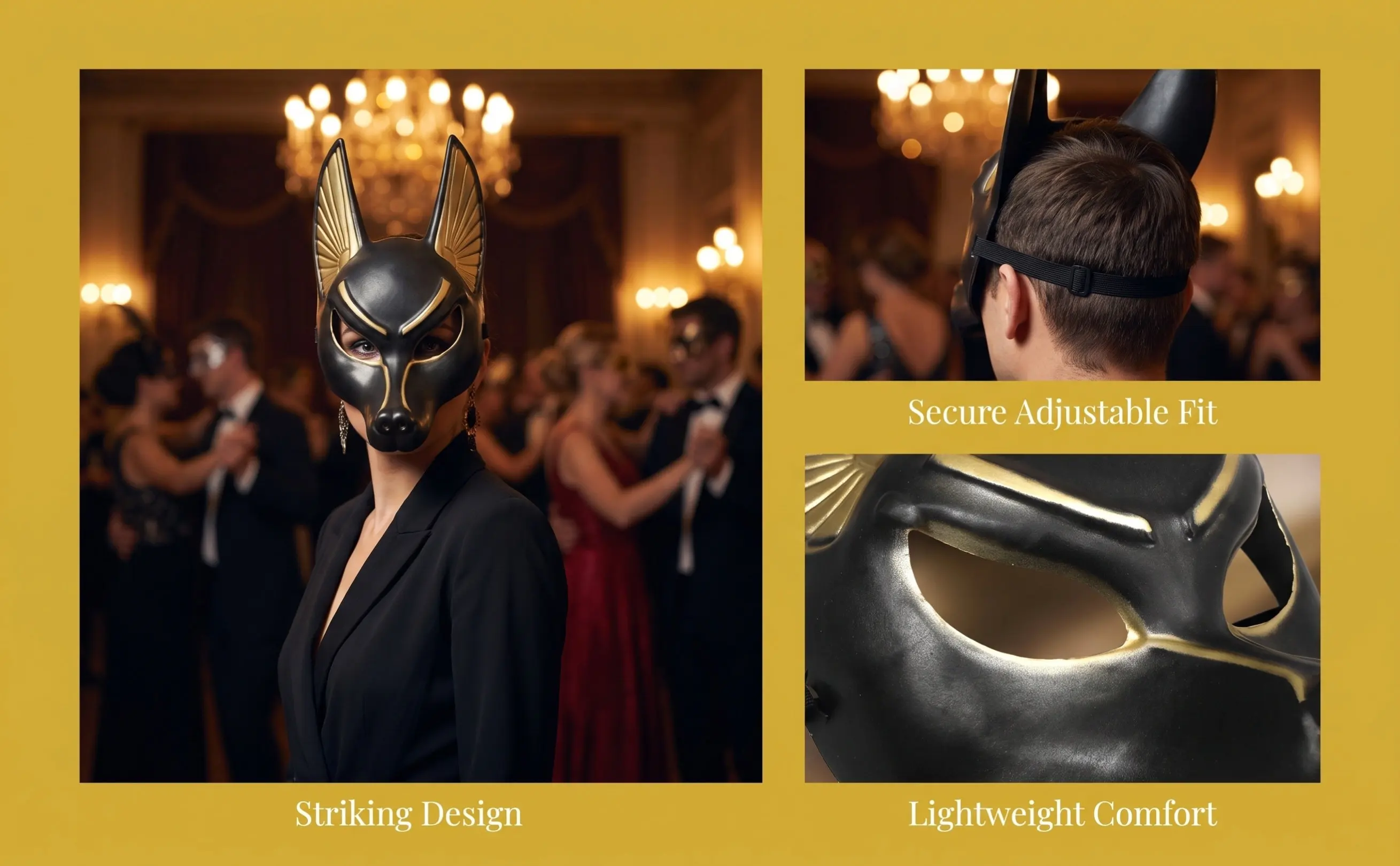2Pcs Anubis Mask Costume Accessory Halloween Cosplay Mask Props Party Decorative Masks Costume Masks Party Supplies