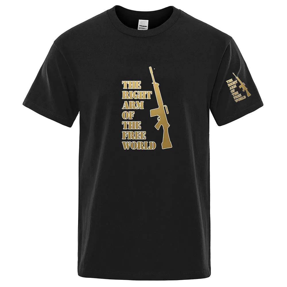 Summer Men's 2026 The Right Arm of the Free World Military style Logo Print Practical Fabric Ice Silk Short Sleeve T-shirt