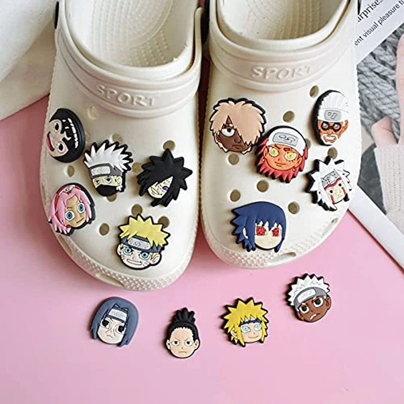 14 Pcs Anime Naruto PVC Cartoon Shoes Charms Waterproof Sandals Decorate Accessories Buckle Decorations Toys for Children Gift