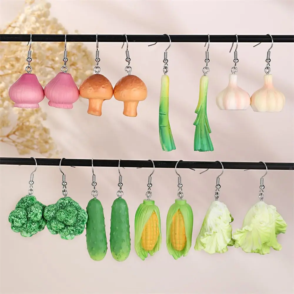 Bohemia Earrings Simulated Vegetable Dangle Earring Lettuce, Broccoli Cute Earrings Jewelry Accessories Alloy Mushroom Earrings