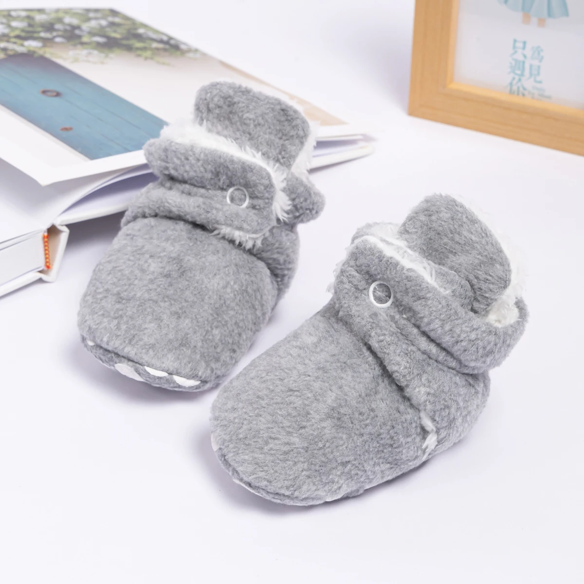 Newborn Baby Socks Shoes Fluff Winter Warm Boy Girl Patch Toddler First Walkers Cotton Comfort Soft Anti-slip Infant Crib Shoes