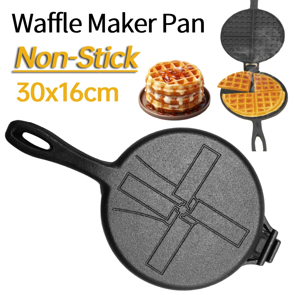

Cast Iron Waffle Maker Kitchen Pan Non-Stick Waffle Mold Waffle Skillet Egg Cake Oven Breakfast Waffle Machine Baking Mold Pan